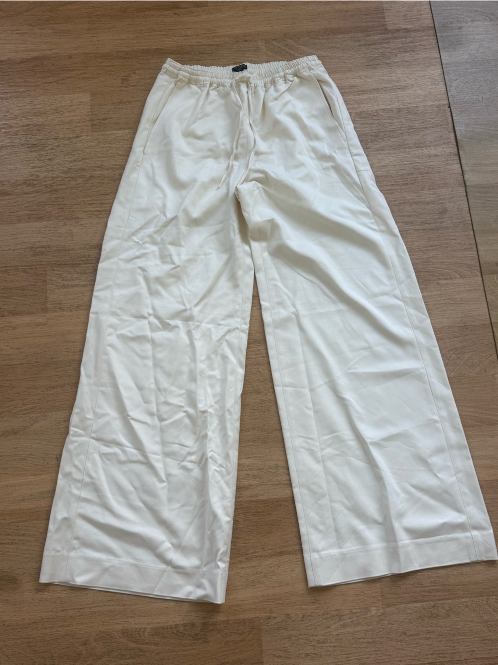 J. Crew women’s silky Cream Elastic-Waist Wide-Leg trousers